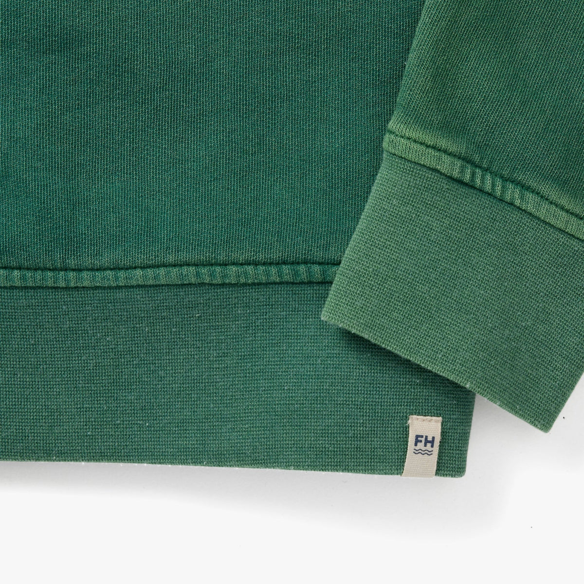 The Vintage-Wash Saltaire Crewneck | Coastal Green