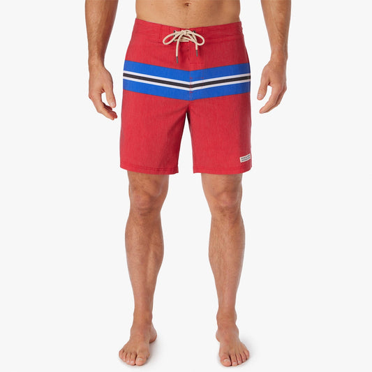 The Nautilus Boardshort | Nautical Red Sailing Stripe