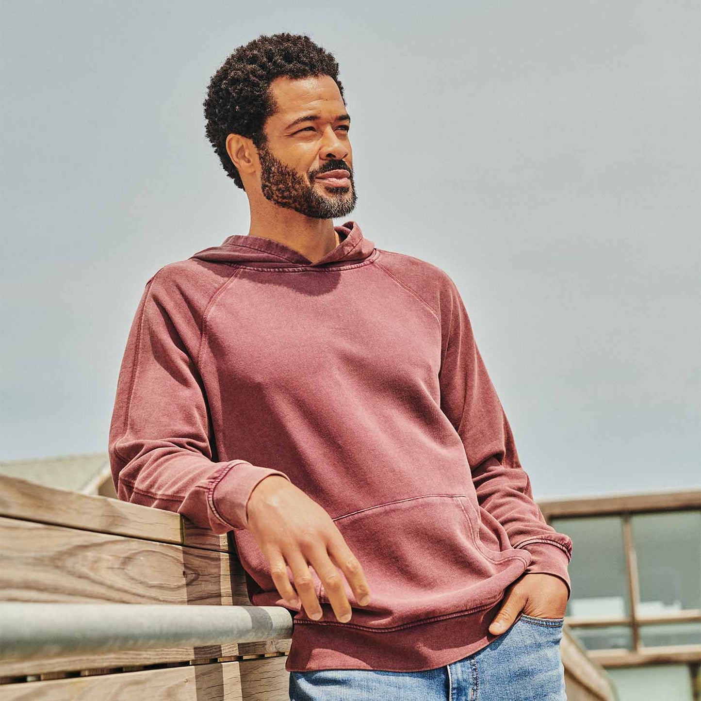  The Vintage-Wash Saltaire Hoodie | Burgundy