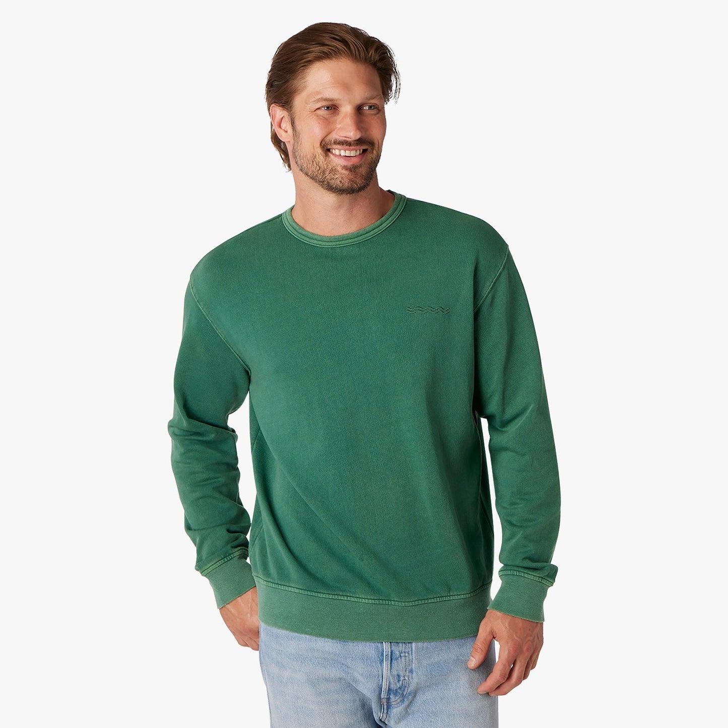  The Vintage-Wash Saltaire Crewneck | Coastal Green