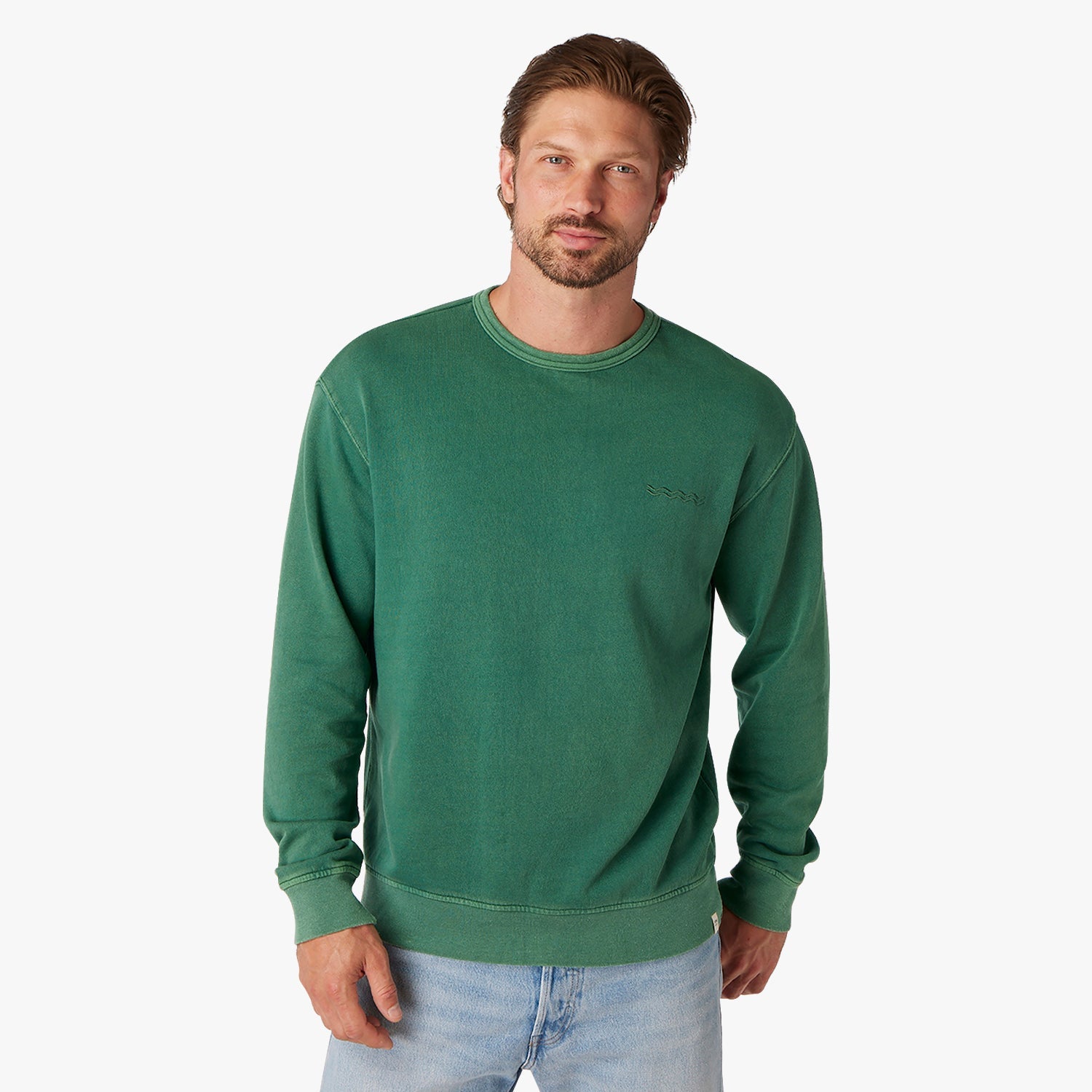  The Vintage-Wash Saltaire Crewneck | Coastal Green