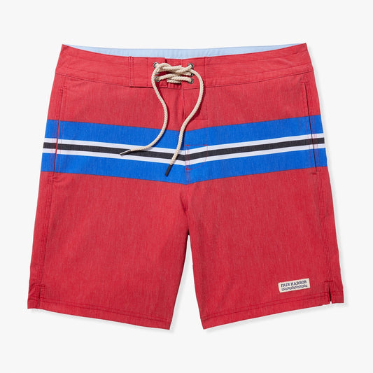  The Nautilus Boardshort | Nautical Red Sailing Stripe