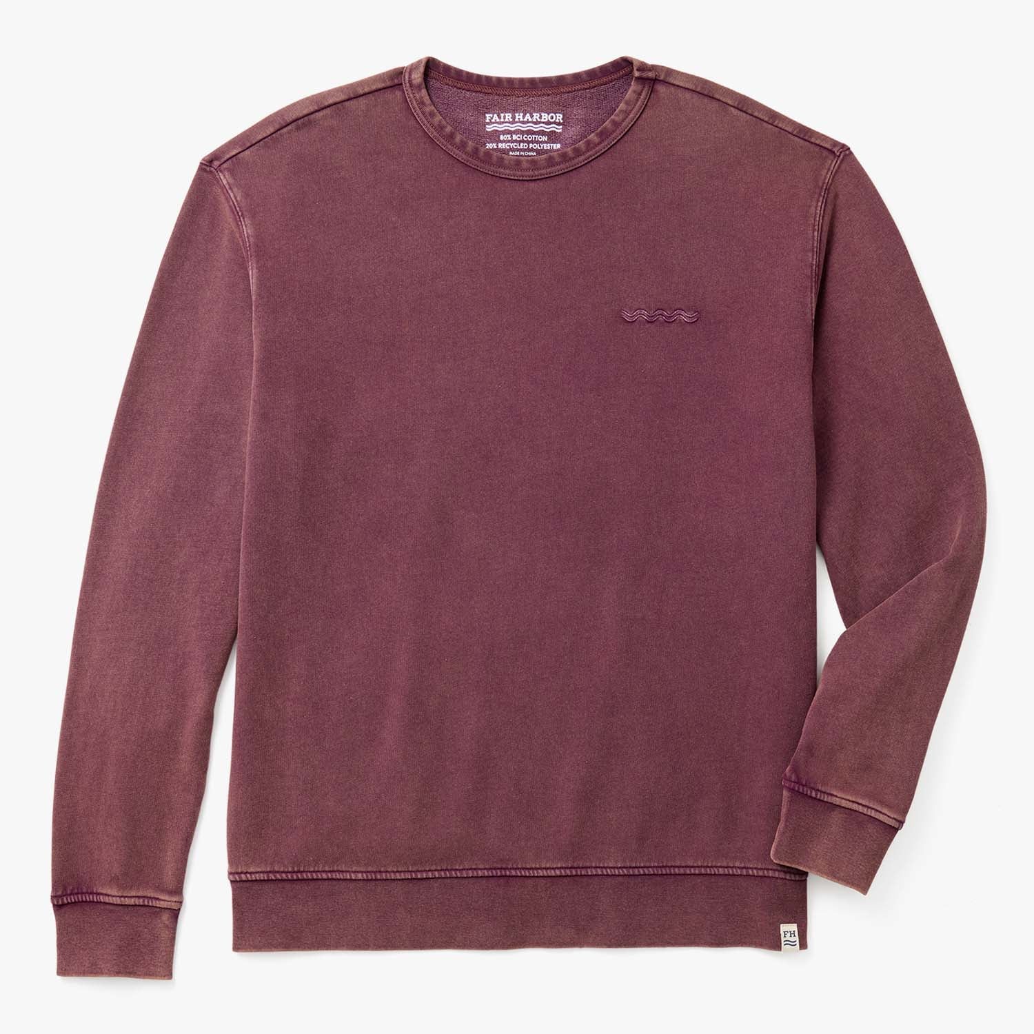  The Vintage-Wash Saltaire Crewneck | Burgundy
